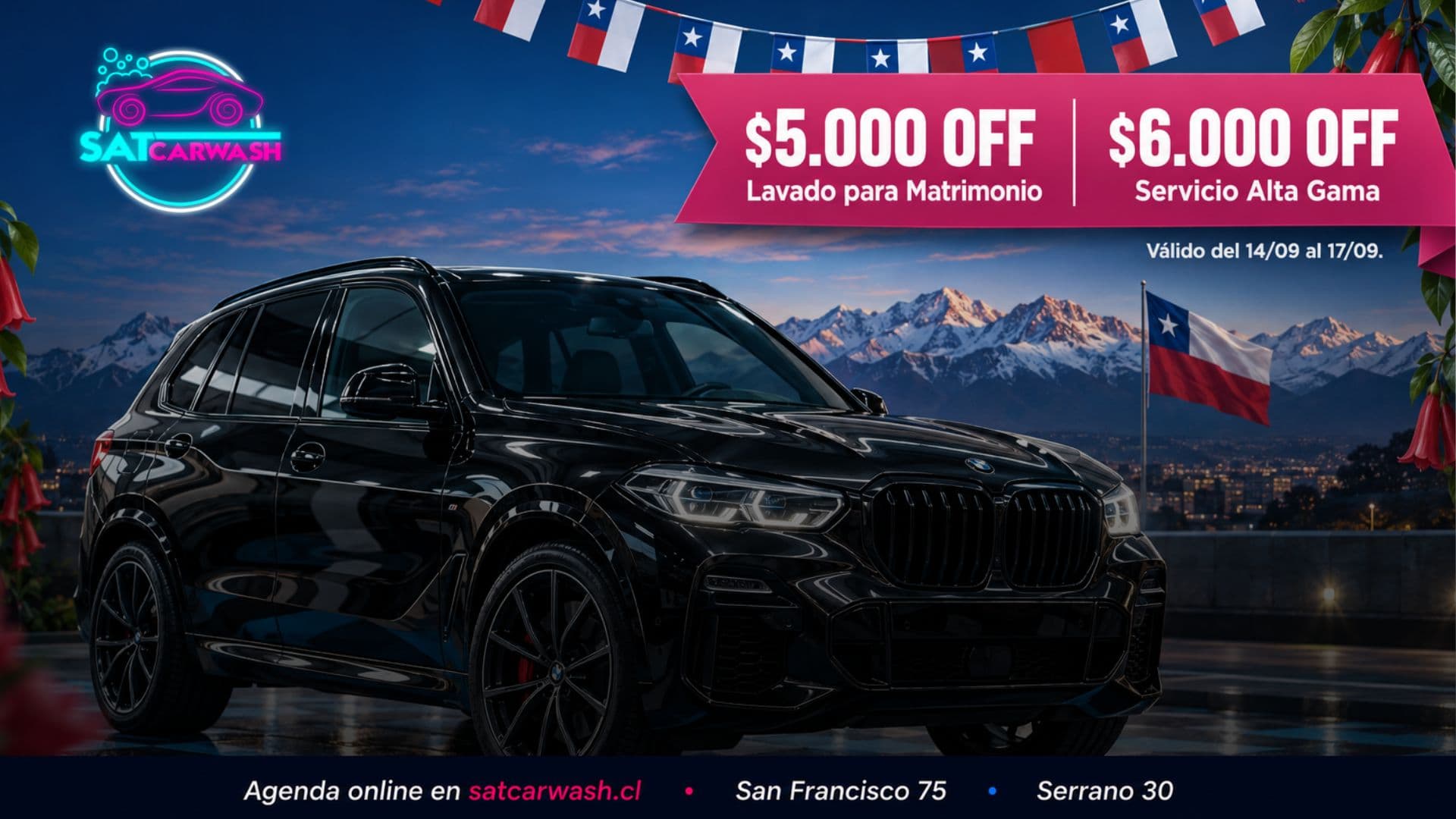 Fiestas Patrias — $5.000 y $6.000 OFF en Lavado Matrimonio y Alta Gama